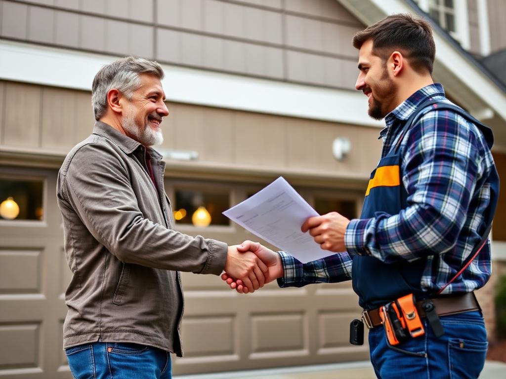Homeowner and contractor discussing financing options