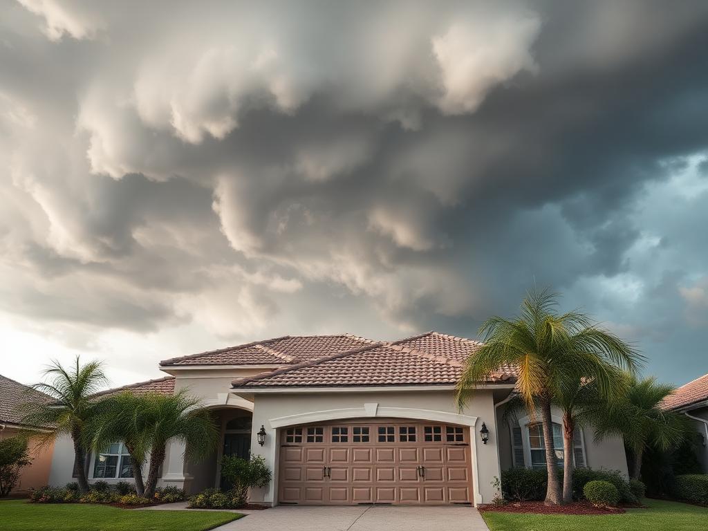 Florida home with reinforced garage door before storm